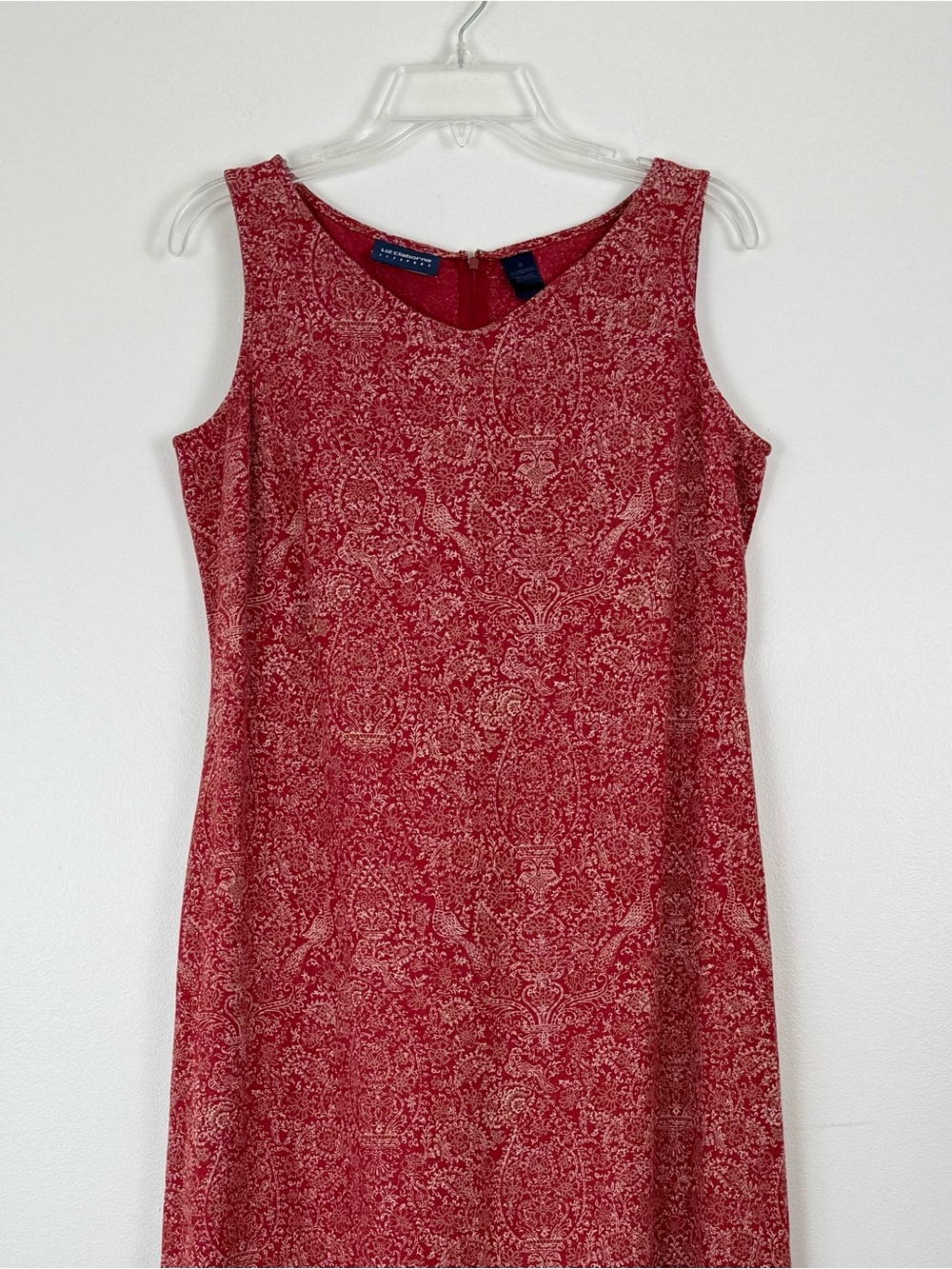 Vintage Liz Claiborne Lizsport Linen Blend Red Paisley Sleeveless Maxi Dress 6 - Picture 2 of 8